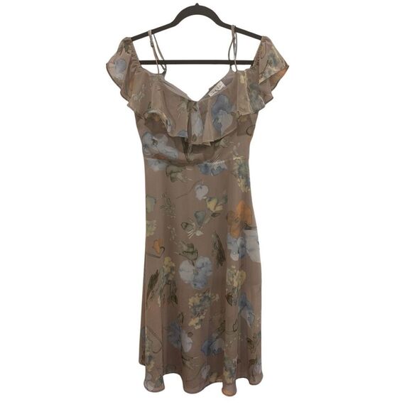 Boho-chic floral print dress ruffled off shoulder lightweight fabric flowy - Picture 2 of 6